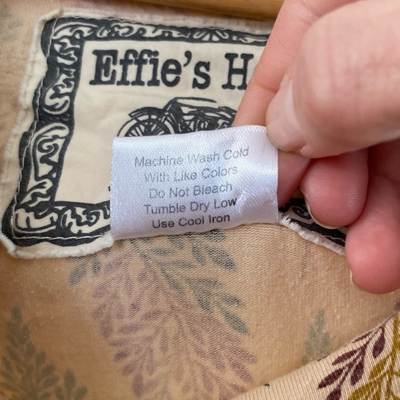 Effie’s Heart Cowl Neck Pima Cotton Tunic Pockets Leaf Pattern Long Shirt Retro - Picture 7 of 14